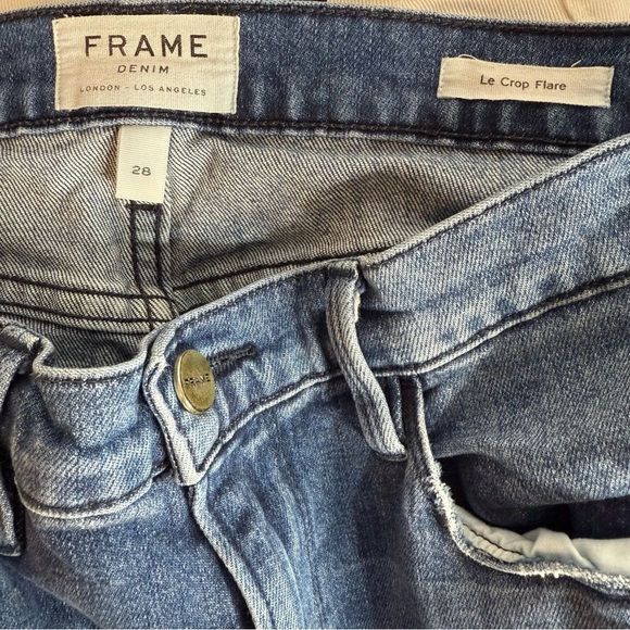 FRAME Le Crop Flare Distressed Jeans Clover Hill Raw Hem size 28 - Picture 5 of 6